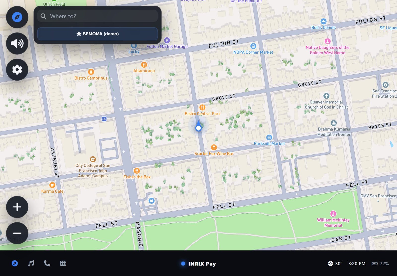 Idle map on the car's center screen