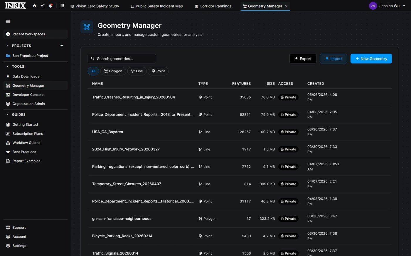 Geometry Manager: one place for shared regions and road segments
