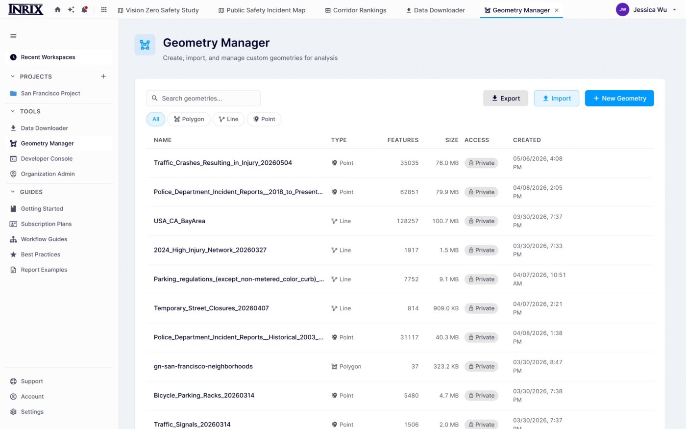 Geometry Manager: one place for shared regions and road segments