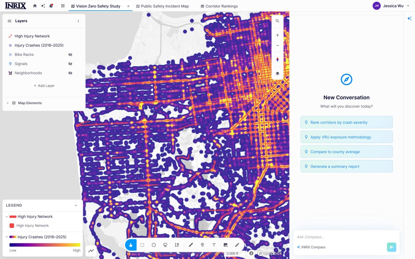 Compass sits beside the map and suggests next analyses based on the layers in view