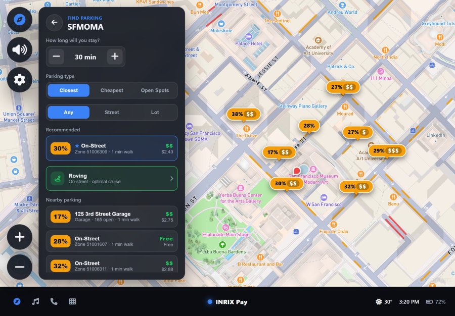 Parking options near the destination