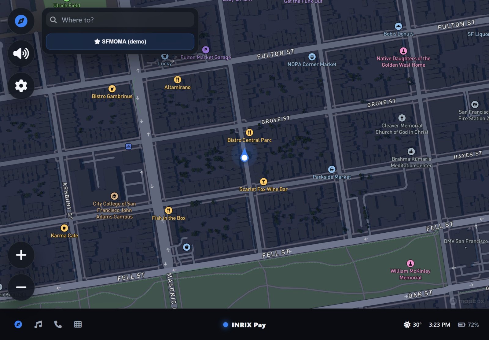 Idle map on the car's center screen
