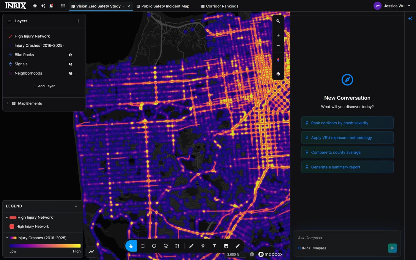 Compass sits beside the map and suggests next analyses based on the layers in view