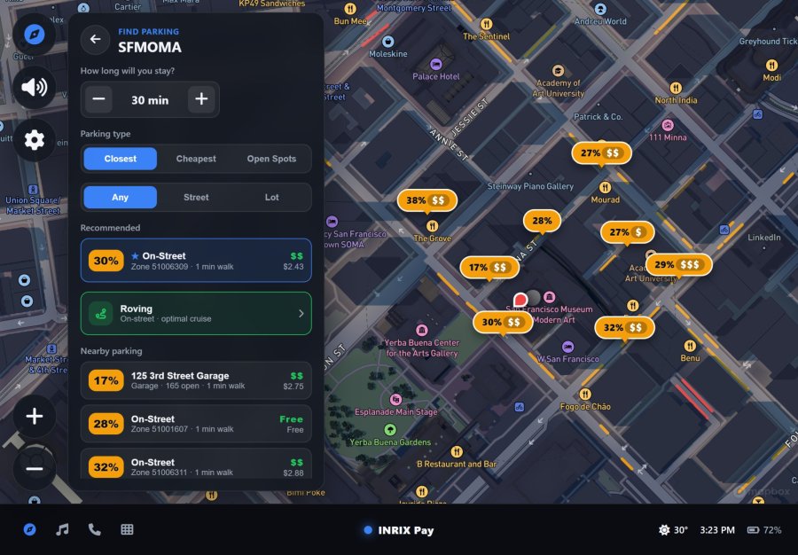 Parking options near the destination