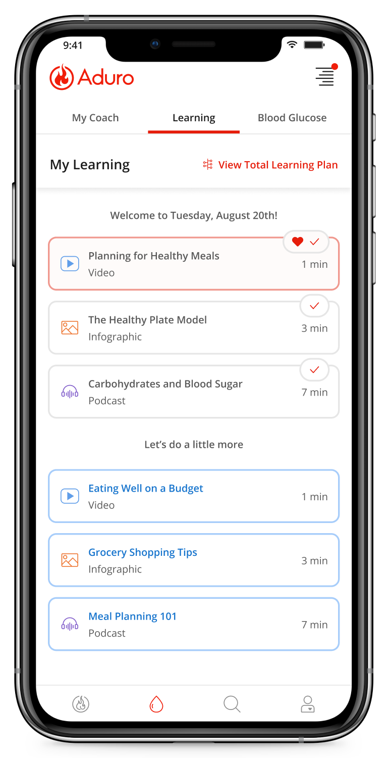 Learning plan: short videos, infographics, and podcasts sized in minutes